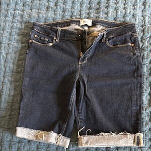 Paige Dark Denim Cutoff Shorts w/ Cuff